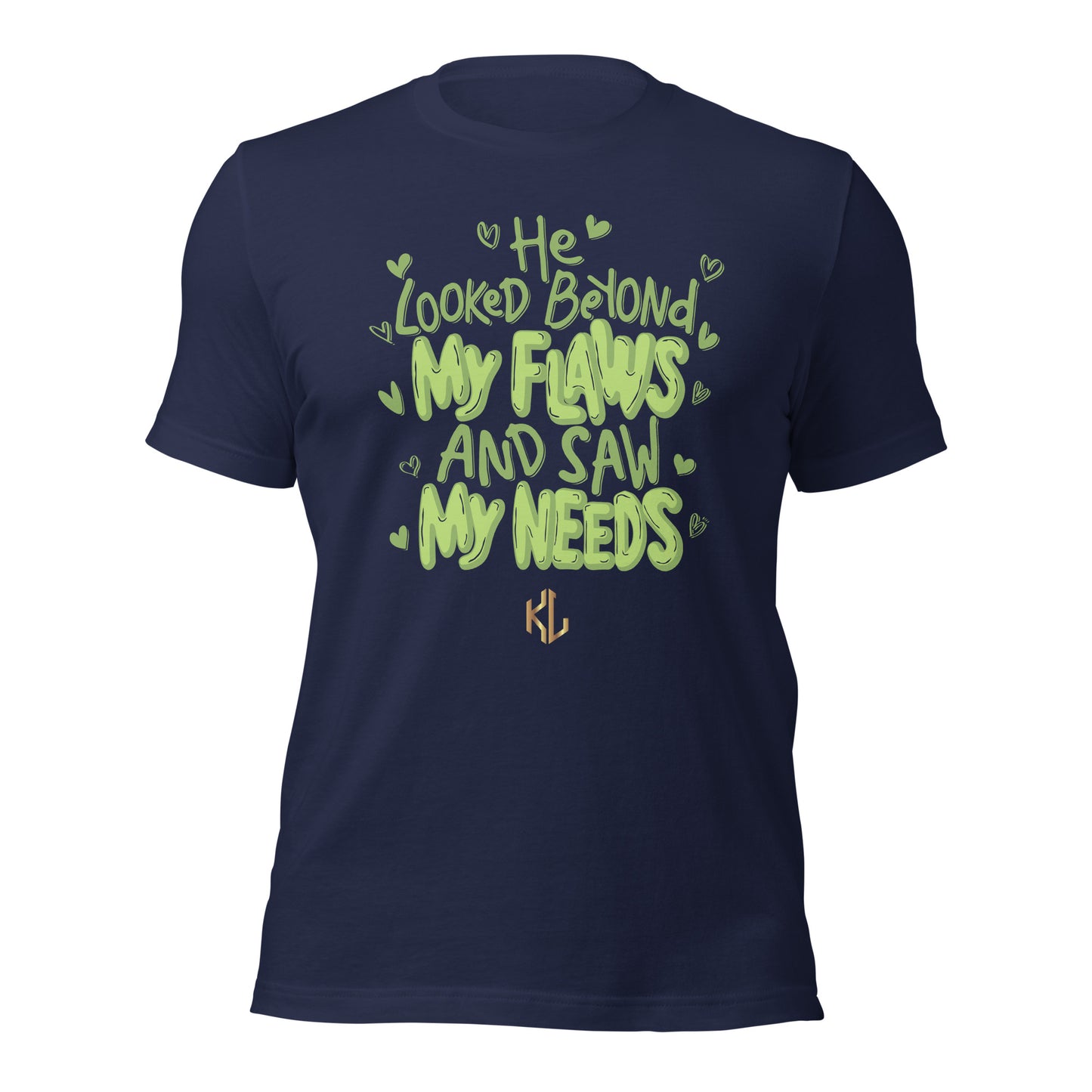 HE LOOKED BEYOND MY FLAWS Premium Christian T-Shirt