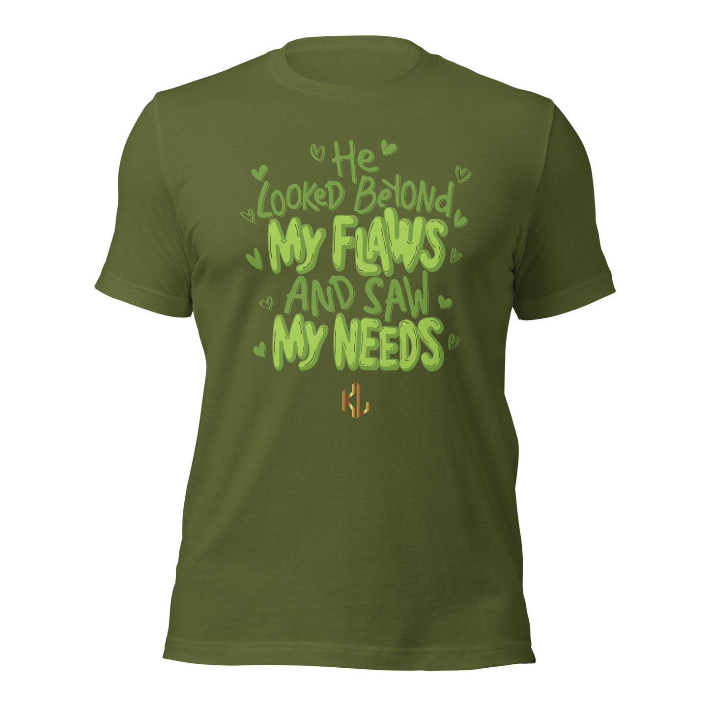 HE LOOKED BEYOND MY FLAWS Premium Christian T-Shirt