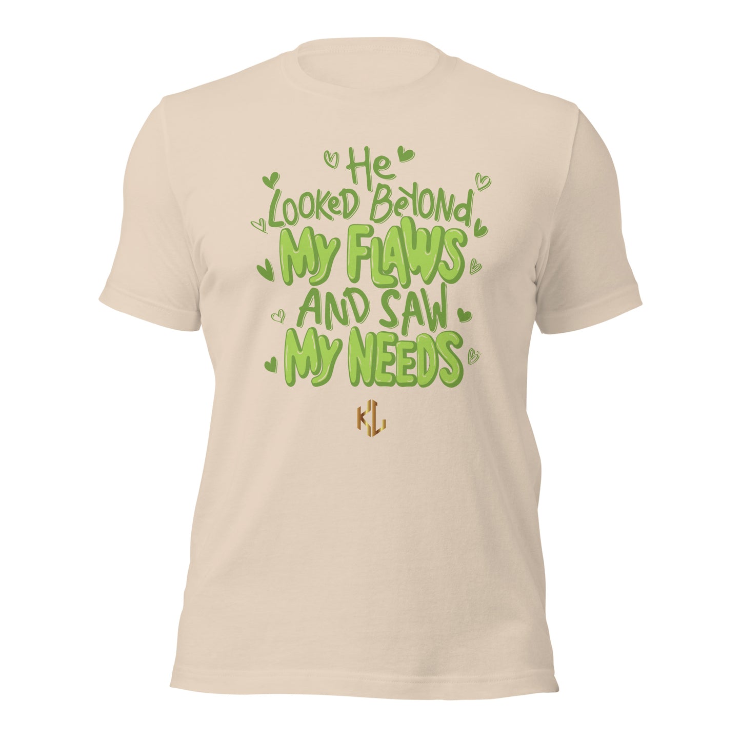 HE LOOKED BEYOND MY FLAWS Premium Christian T-Shirt